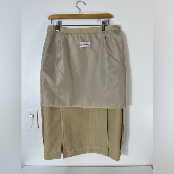 Vintage Bardehle Women’s Size 10 Linen Blend Skirt Gold Buttons Lined Neutral - Picture 13 of 13
